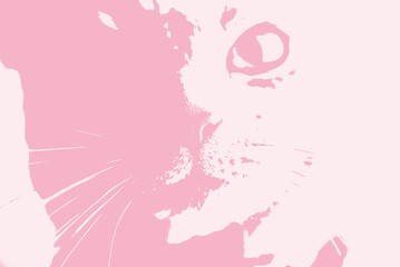 ピンク背景の猫の顔　壁紙