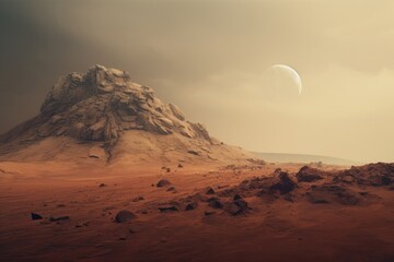 Naklejka premium Mars landscape astronomy mountain.