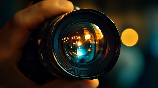 The camera lens caught the reflection of a flashlight.