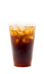 Cold tea drink in plastic cup isolated on transparent background