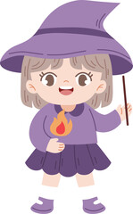 cute witch character cartoon clipart