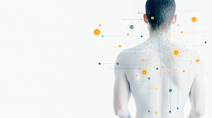 Digital Human Interface Concept with Connected Dots and Lines on Clear Background