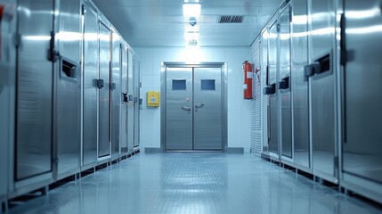 Sterile Stainless Steel Industrial Corridor with Storage Units