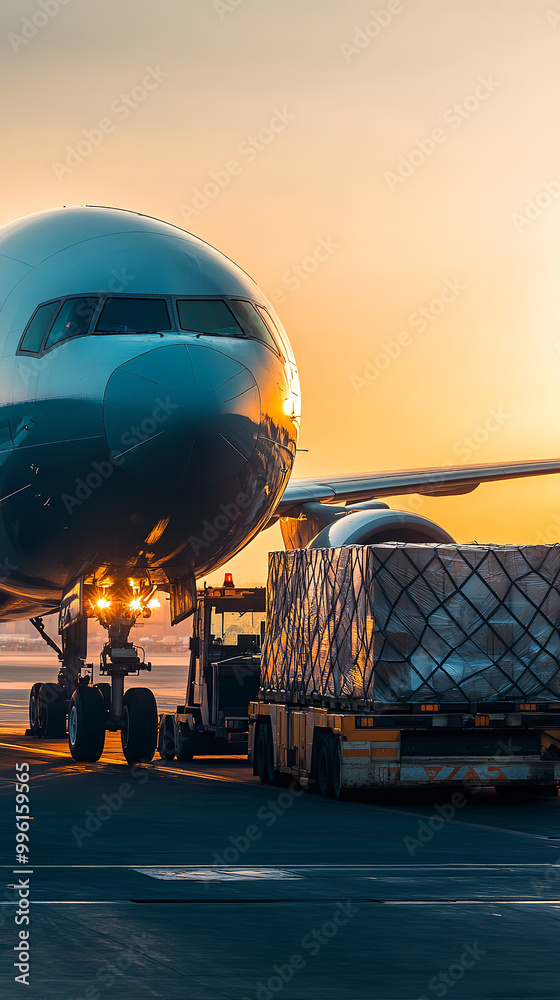 Canvas Prints Air Cargo Plane Efficient Loading with Team Coordination at Freight Terminal  