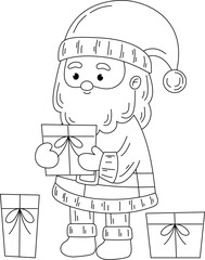 cute santa claus character outline for coloring