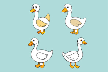 Goose Vector Illustration, Cartoon Goose Clipart, Goose Line Art Design