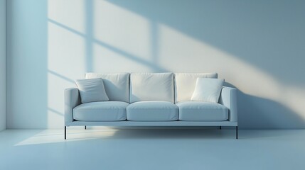 Minimalist White Sofa in Empty Room with Natural Light