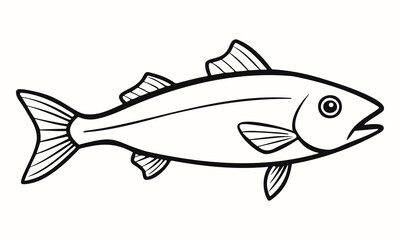 Fish line icon. Simple salmon or mackerel sign isolated on background. Vector illustration for logo, web, mobile app