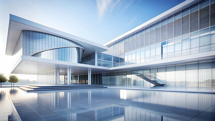 Fototapeta premium White background featuring a blend of contemporary architecture and advanced technology , modern, futuristic, design
