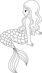 mermaid coloring outline printable 
