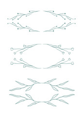 Elegant hand-drawn frames with leaves and flowers. Minimalist vector set of frames for wedding invitations, garden-themed designs, eco-friendly projects, or nature-inspired artwork