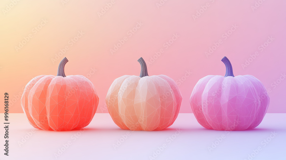 Sticker minimalist geometric pumpkin shapes with gradient background create serene and modern aesthetic. sof