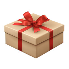 Obraz premium golden gift box with a red ribbon isolated on a transparent background