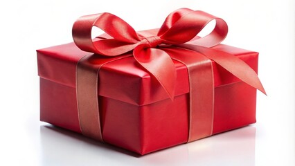 Obraz premium Red gift box wrapped with a ribbon, conveying feelings of love, care, and celebration