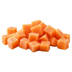 Papaya Cubes Isolated On a transparent background