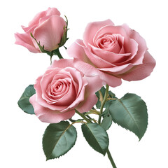 Close-up of pink rose on a white background 