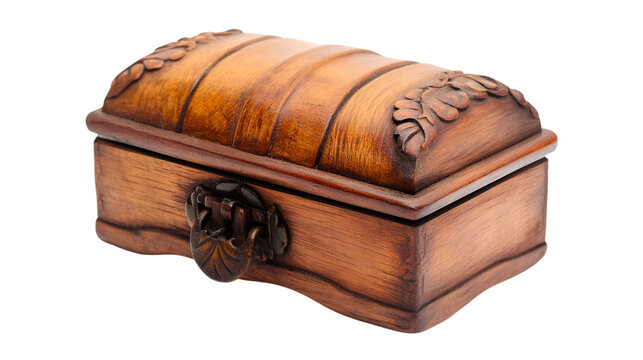 a wooden box with a handle. 