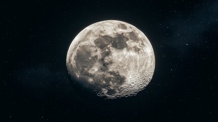 Fototapeta premium Moon in Minimalist Black Sky with Craters
