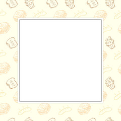 hand drawn food frame. doodle frame background