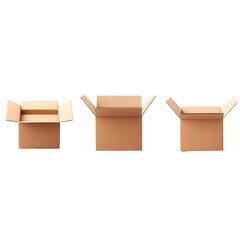 Various cardboard boxes for shipping, isolated, white background, mockup 