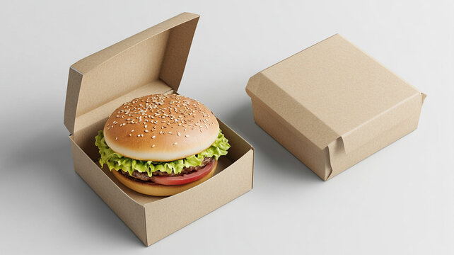 Blank burger packaging mockup isolated on white background