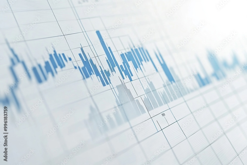 Poster economic forecast graph for market analysis on solid white background, single object