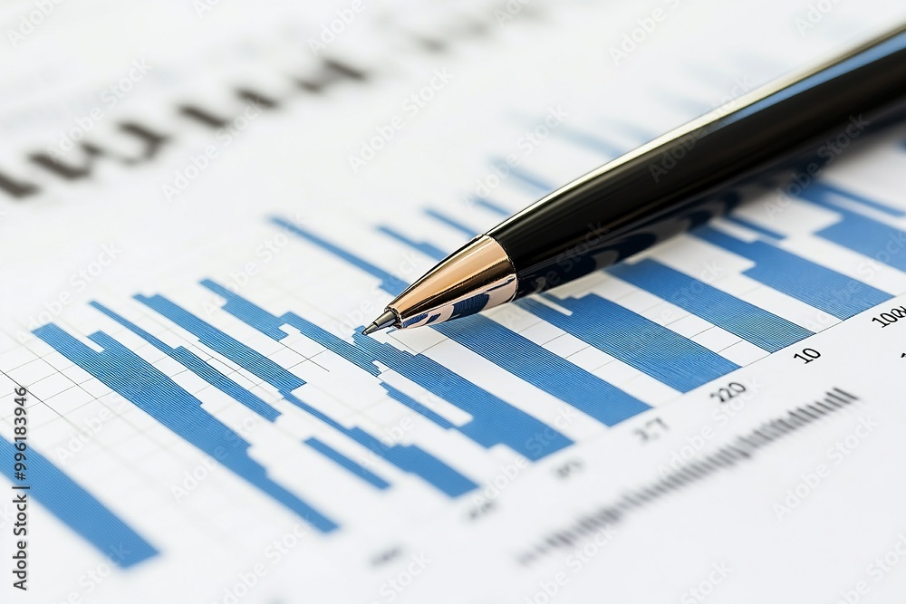 Aufkleber financial report chart with market analysis on solid white background, single object isolated on whi