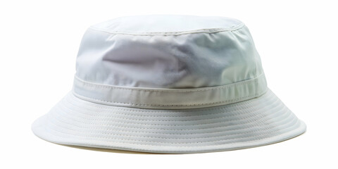 Fototapeta premium White bucket hat isolated on white background, fashion, accessory, headwear, trendy, stylish, summer, sun protection, retro