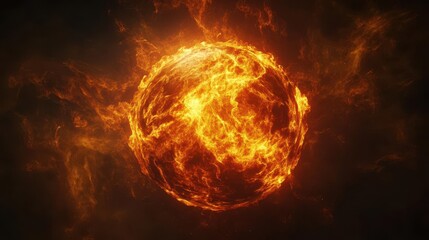 Fototapeta premium mesmerizing sphere of intense flames suspended in inky darkness its fiery tendrils illuminating the void with an otherworldly pulsating glow