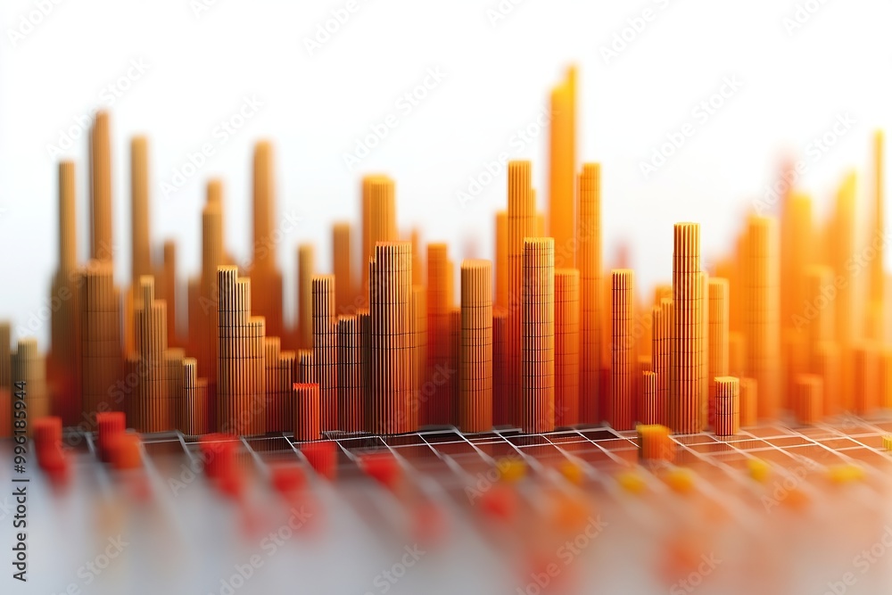 Aufkleber Histogram of economic data analysis on solid white background, single object