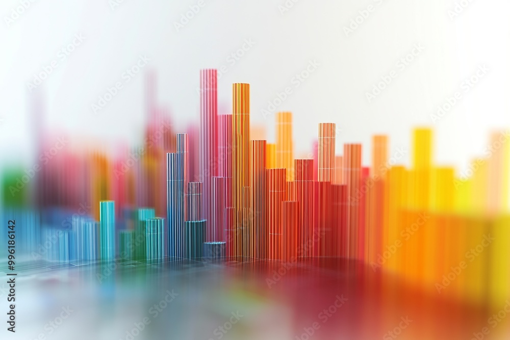 Poster histogram of economic data analysis on solid white background, single object