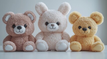 Obraz premium Cute Plush Teddy Bears Sitting Together