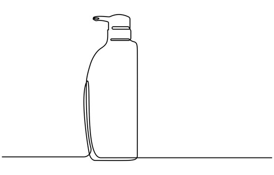 recommend clip art: Shampoo bottle continuous one line drawing vector illustration, Continuous one line drawing of cosmetic bottle with pump. One line drawing illustration of pump bottle