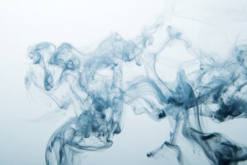 Water liquid interacting with smoke on solid white background, single object