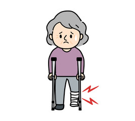足を骨折した高齢女性のイラスト
