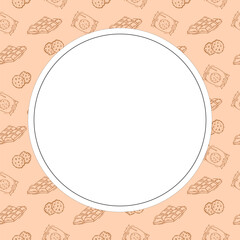 hand drawn food frame. doodle frame background