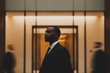 Fototapeta premium Professional in Suit Near Modern Business Window