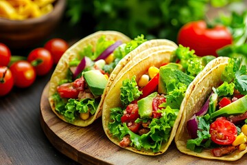Tasty appetizing tacos with vegetables wth generatve ai