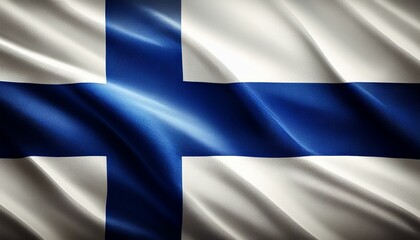 Finland flag waving national emblem