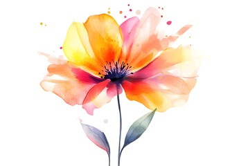 Watercolor flower vector illustration isolated on a white background, simple watercolor clipart cutout,