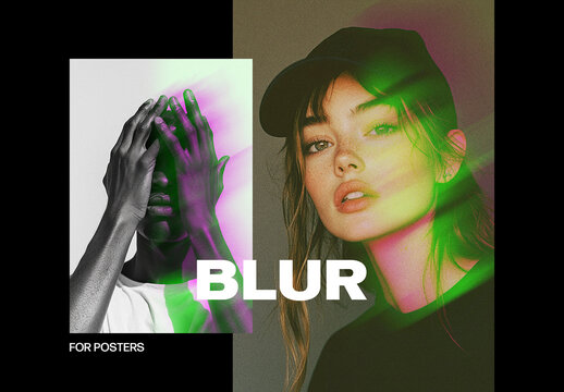 Colorful Motion Blur Poster Photo Effect Mockup