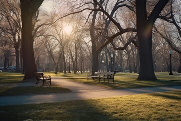 Obraz premium Park sunlight outdoors nature.