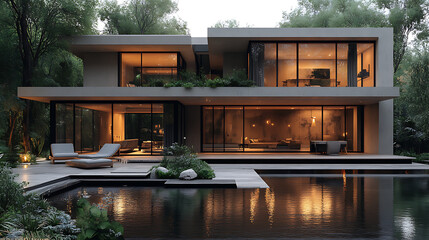 Sleek futuristic modern home with open spaces and luxury feel