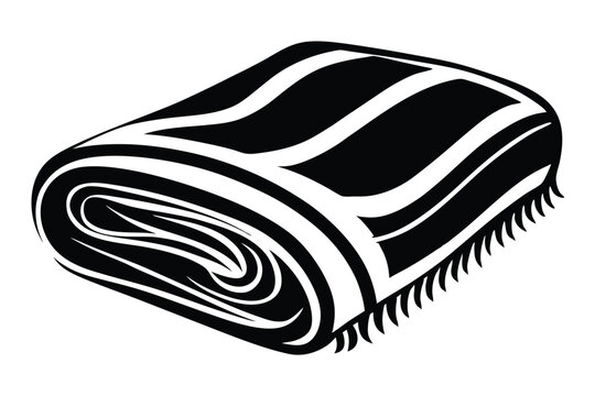 black and white blanket rolled up clip art preview