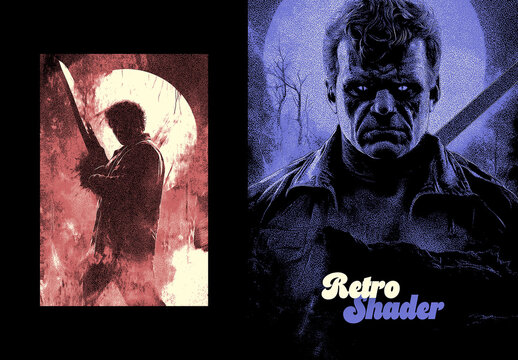 Retro Shader Poster Photo Effect Mockup