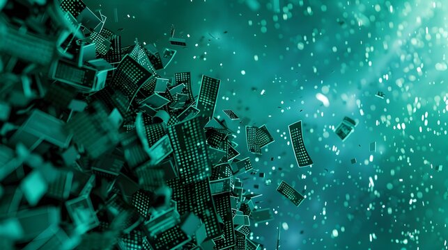 Chaotic Digital Debris A Futuristic Visualization of Data Overflow and Cyber Clutter