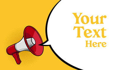 Megaphone and chat bubble vector template. Suitable for promotional banner and advertisement background.