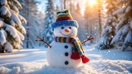 Fototapeta premium Winter snowflakes landscape wallpaper background