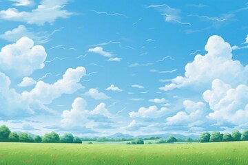 Obraz premium Cloud sky backgrounds landscape, digital paint illustration.