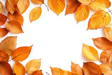 Obraz premium Autumnal Leaf Frame on White Background